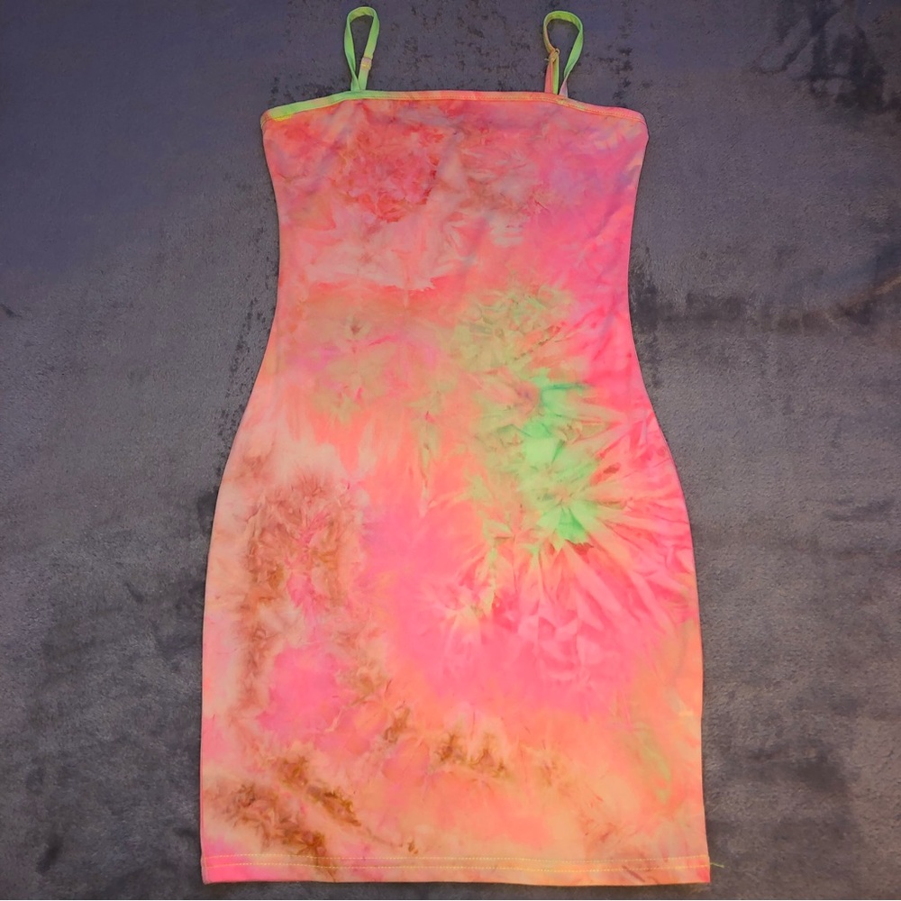 Bodycon Sexy Tie Dye neon Mini Dress